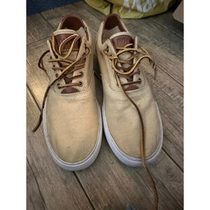 Polo Ralph Lauren Beige Canvas Leather Vaughn Sneaker Shoe Size 13D